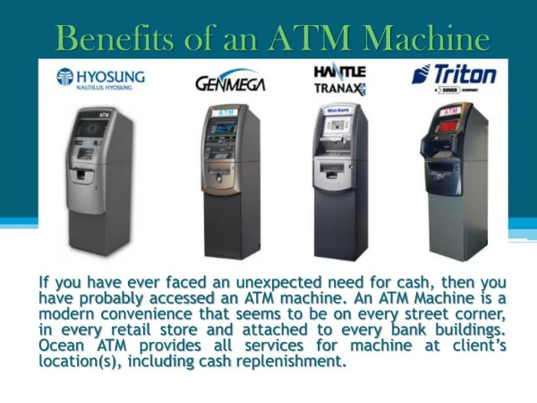 Benefits of an ATM Machine | Advantages of Using an ATM | Ocean ATM