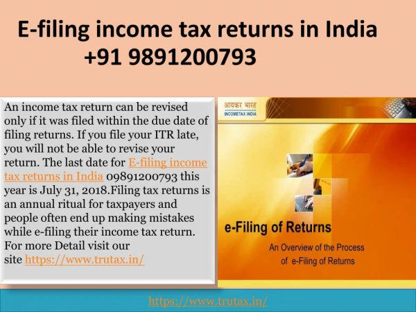 How to revise E-filing income tax returns in India 09891200793?