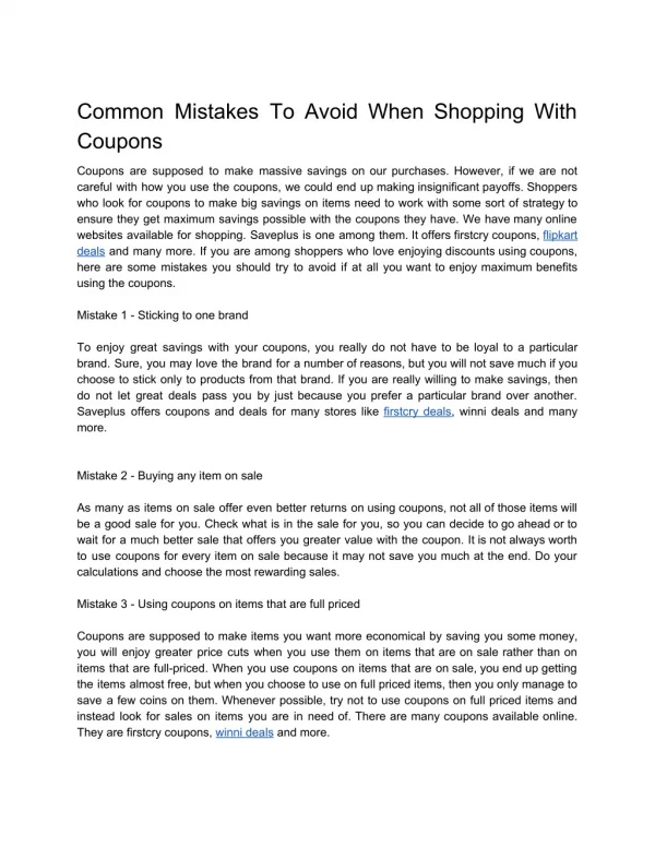 Common Mistakes To Avoid When Shopping With Coupons