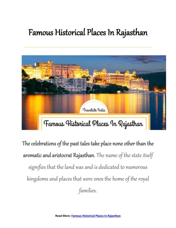 11 Best Historical Places In Rajasthan