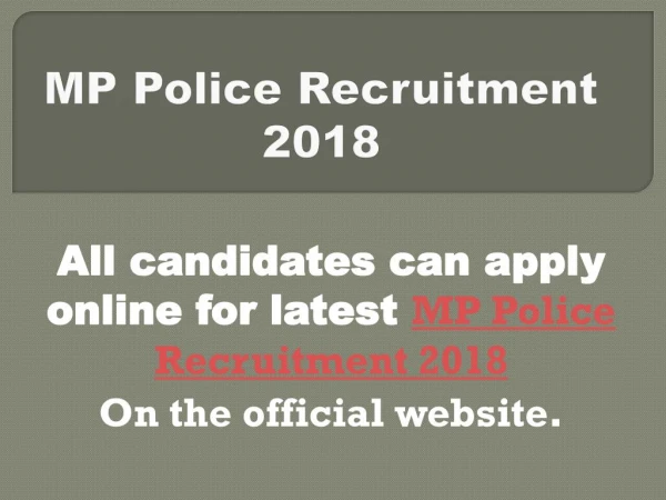 MP Police Recruitment 2018