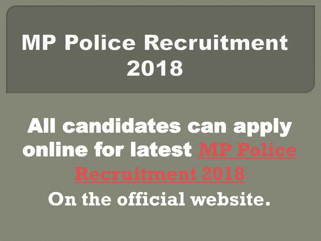 mp police recruitment 2018