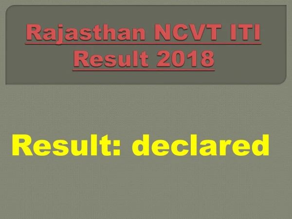 Rajasthan NCVT ITI Result 2018