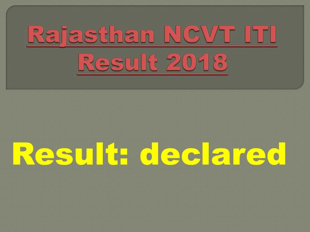 rajasthan ncvt iti result 2018