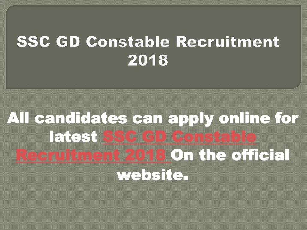 ssc gd constable recruitment 2018