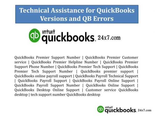 Technical Assistance for QuickBooks Versions and QB Errors