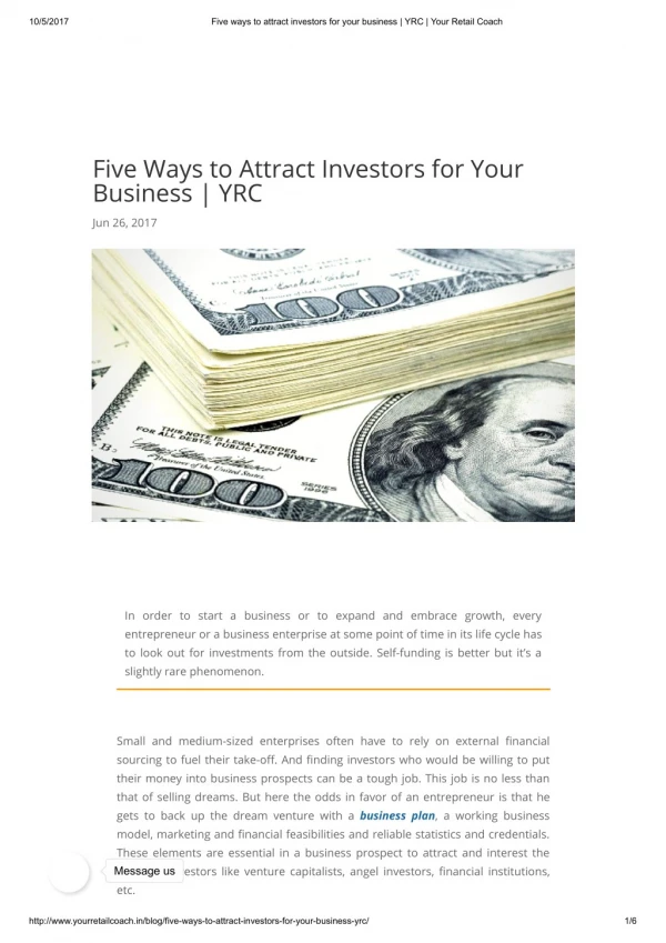 Five Ways to Attract Investors for Your Business | YRC