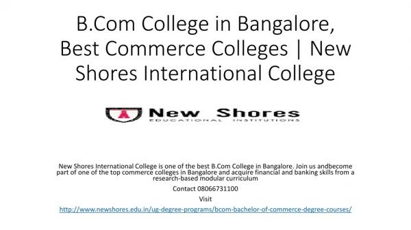 Best Commerce Colleges in Bangalore