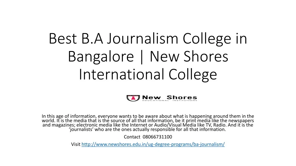 best b a journalism college in bangalore