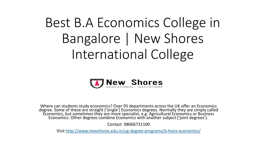 best b a economics college in bangalore