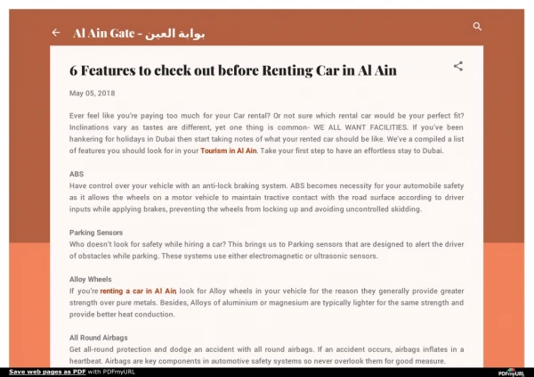 6 Features to check out before Renting Car in Al Ain