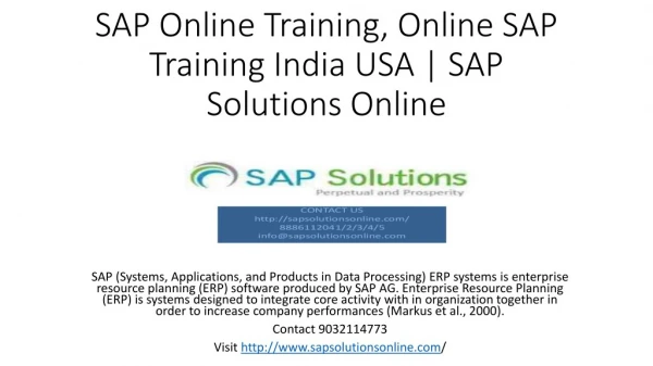 SAP Online Training, Online SAP Training India USA