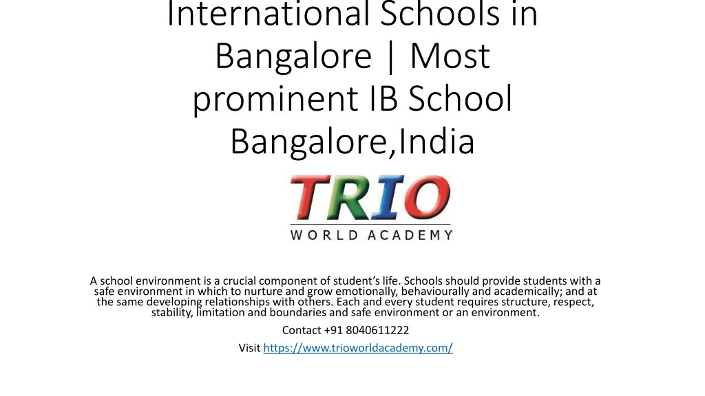 international schools in bangalore most prominent