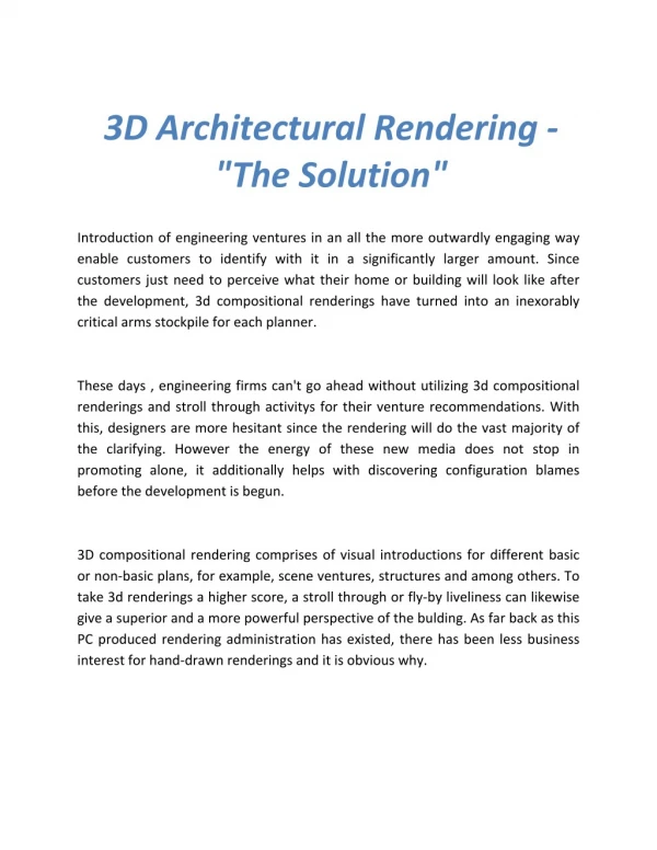 3D Architectural Rendering - "The Solution
