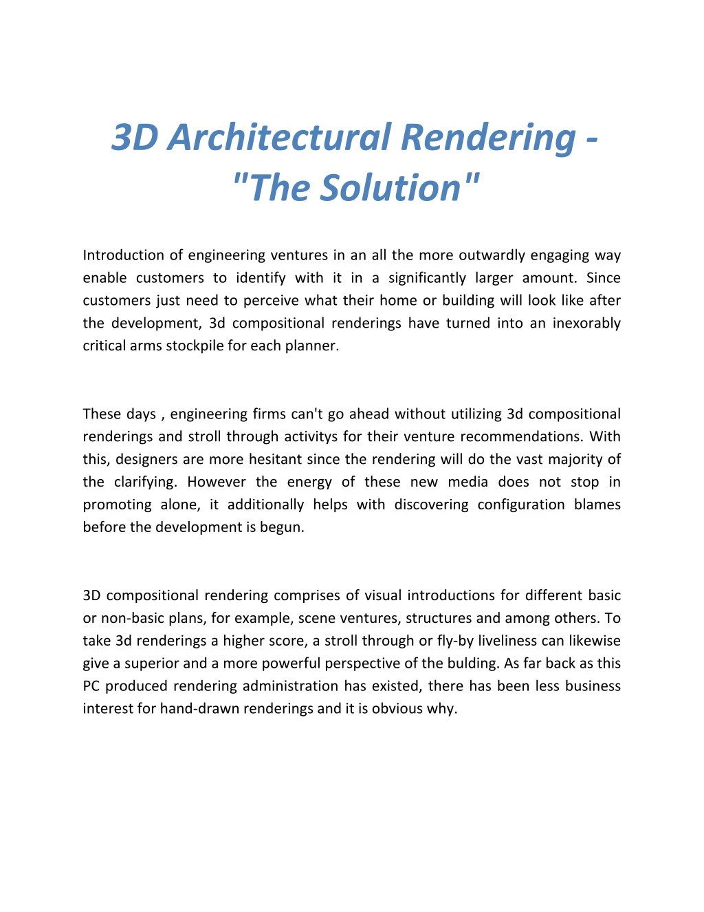 3d architectural rendering the solution