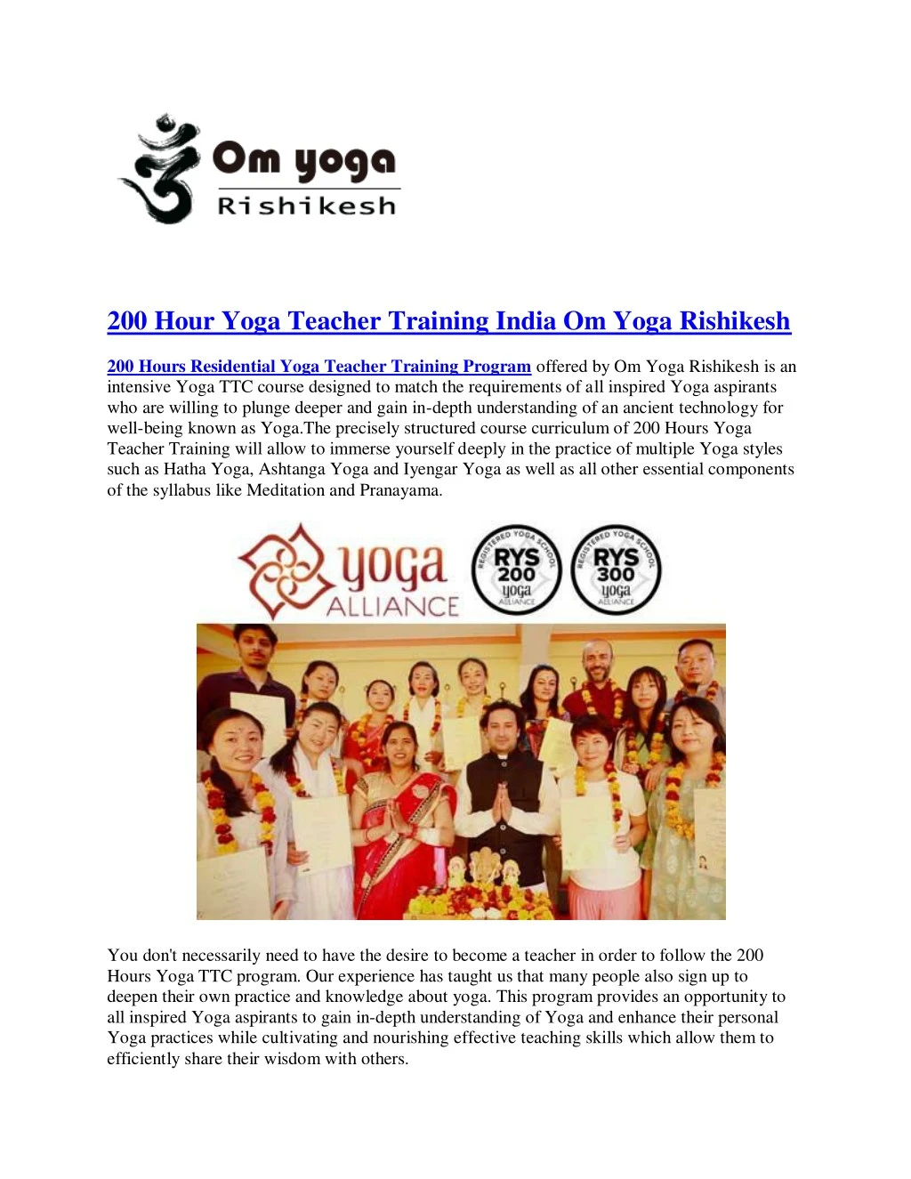 200 hour yoga teacher training india om yoga