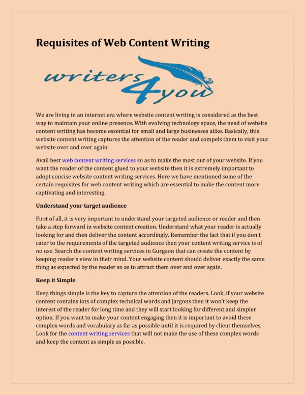 Requisites of web content writing