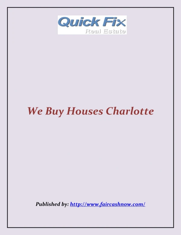 We Buy Houses Charlotte