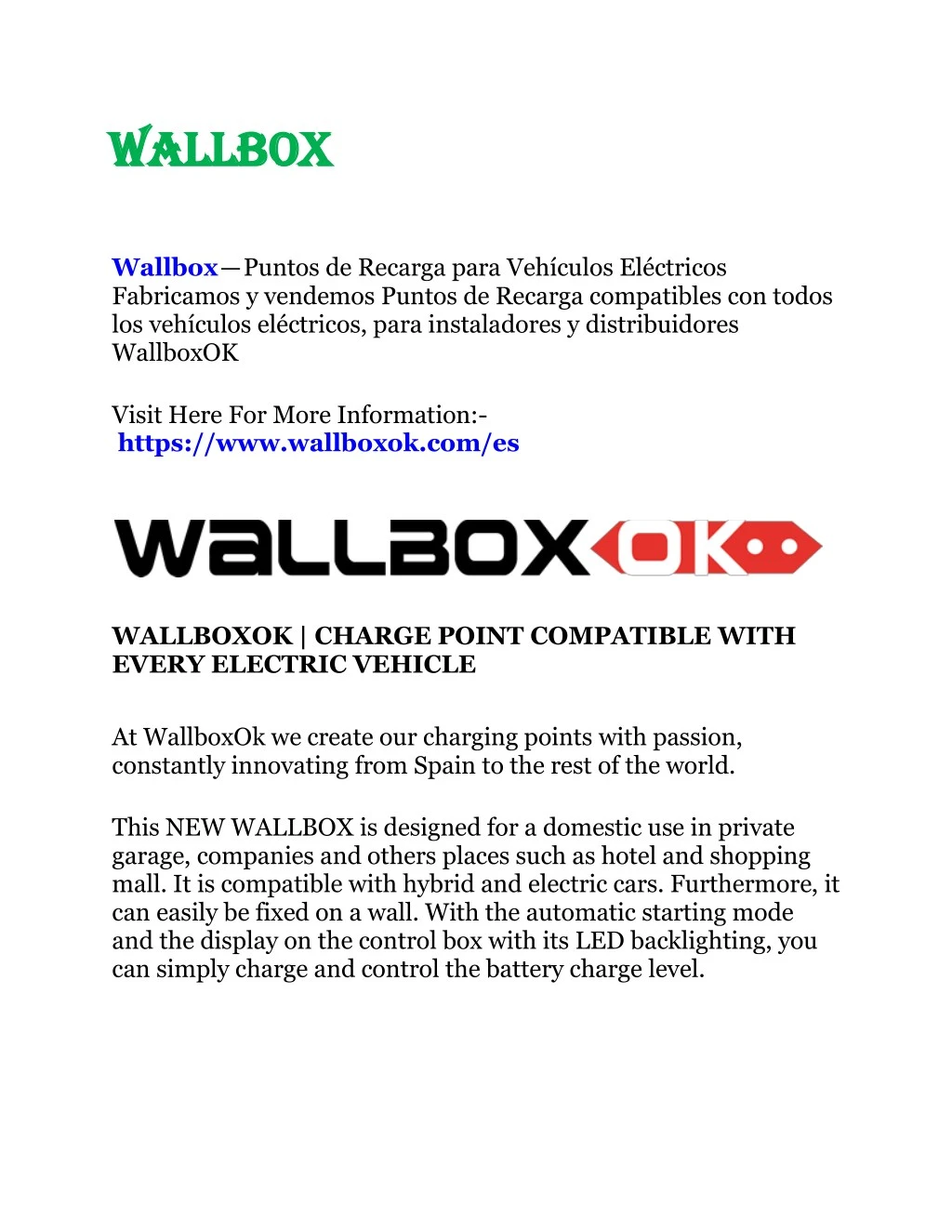 wallbox wallbox wallbox puntos de recarga para
