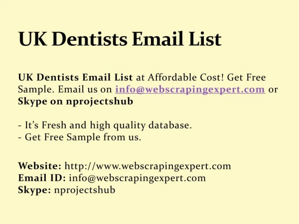UK Dentists Email List