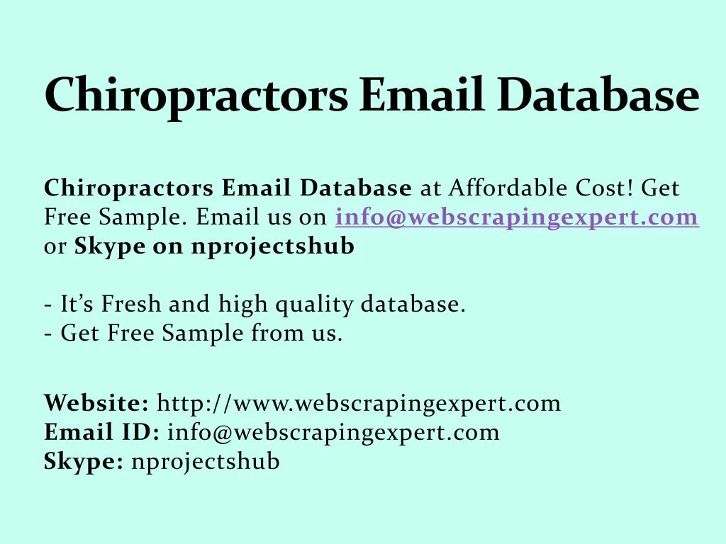 chiropractors email database