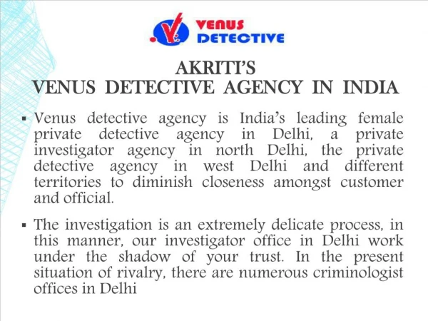 Akriti female detective agency in India