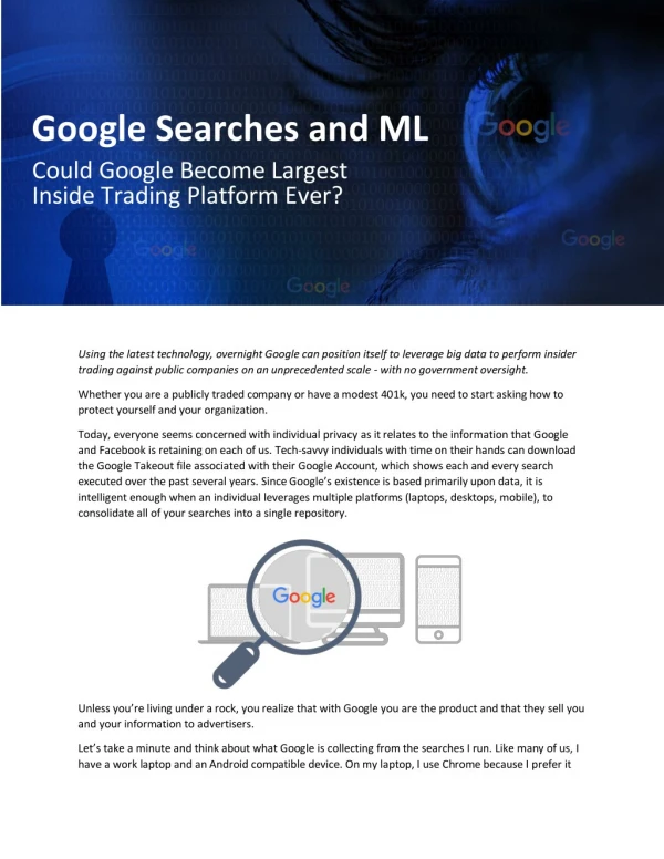 Google Searches and ML-Could Google Become Largest Inside Trading Platform Ever?