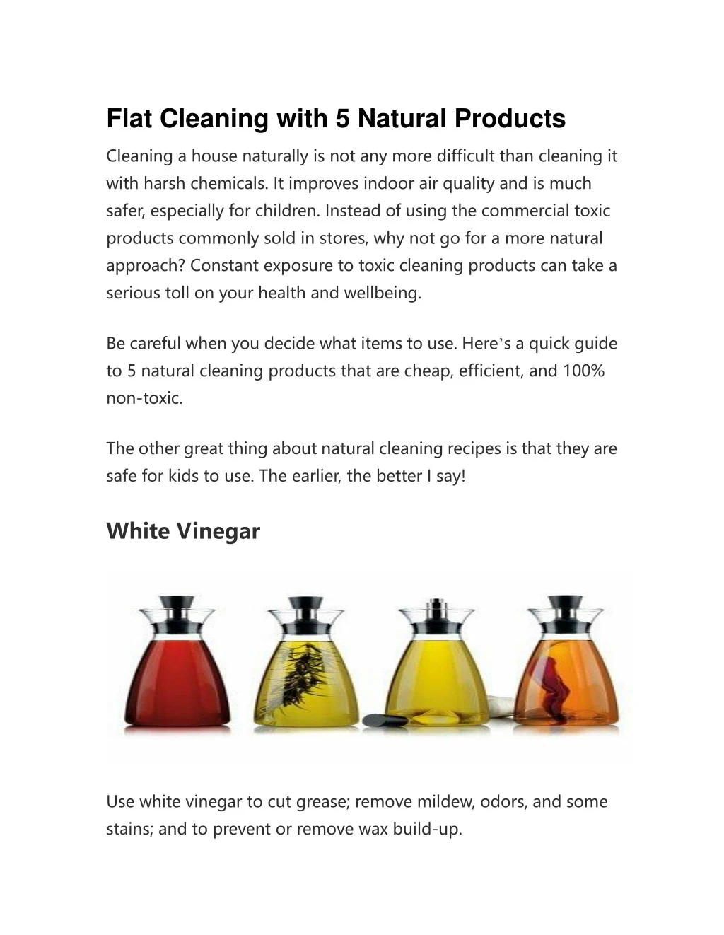 flat cleaning with 5 natural products