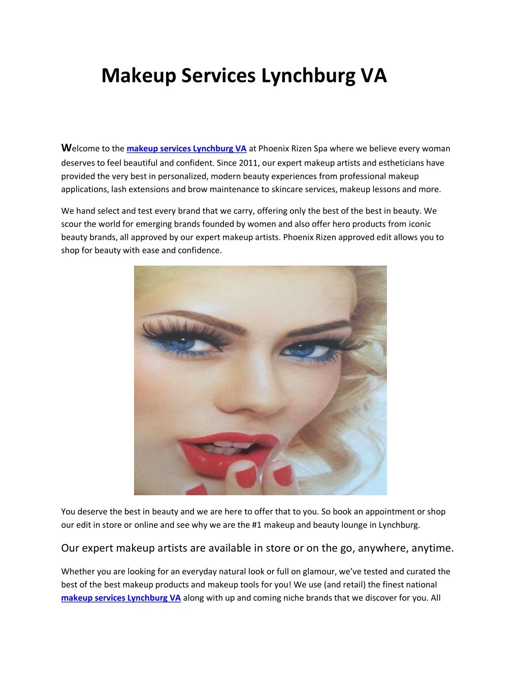 makeup services lynchburg va