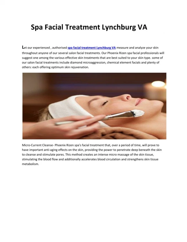 Spa Facial Treatment Lynchburg VA