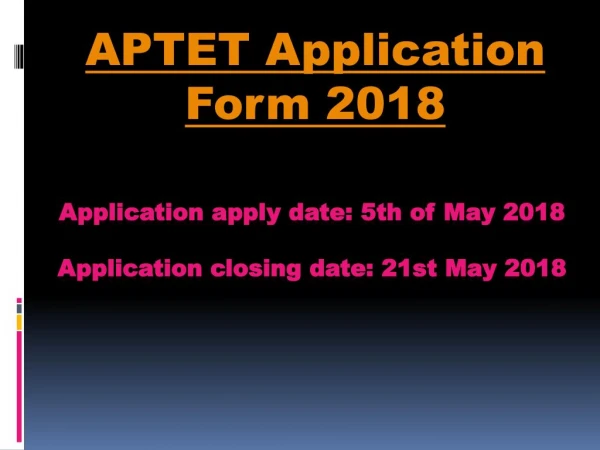 APTET Application from 2018