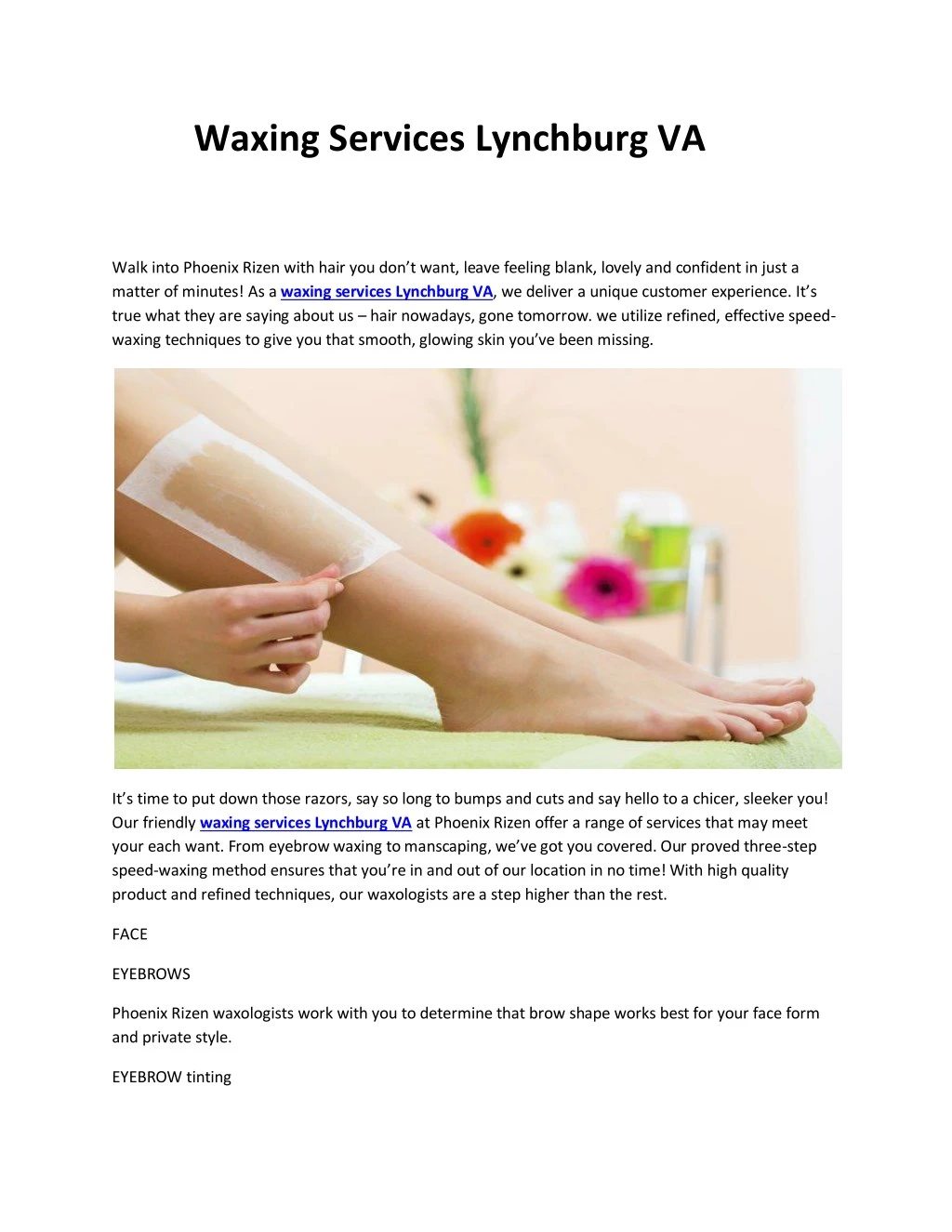 waxing services lynchburg va