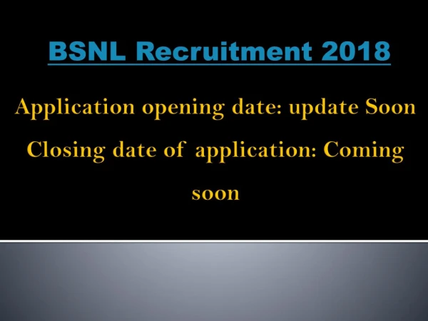 BSNL Recruitment 2018