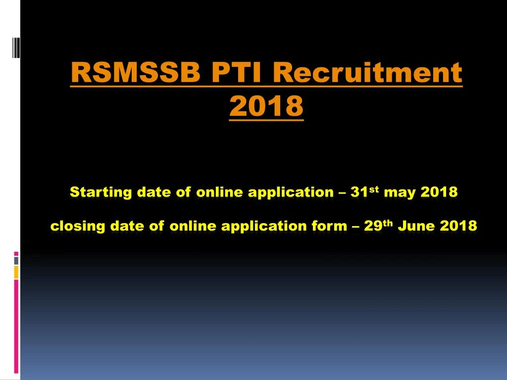 rsmssb pti recruitment 2018