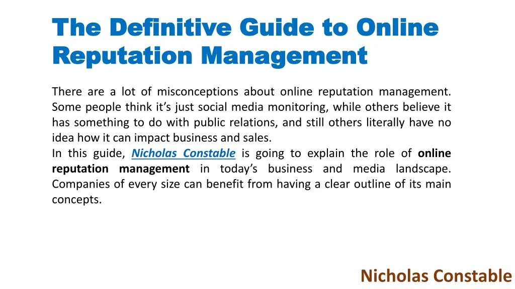 the definitive guide to online reputation