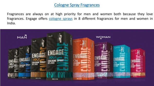 Cologne Sprays With Higher Fragrance Dosage And 0% Gas