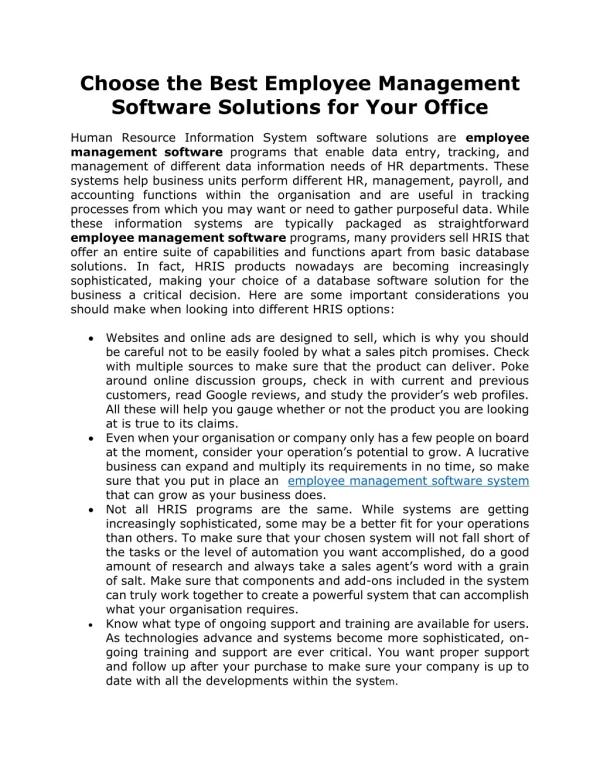 Choose the Best Employee Management Software Solutions for Your Office