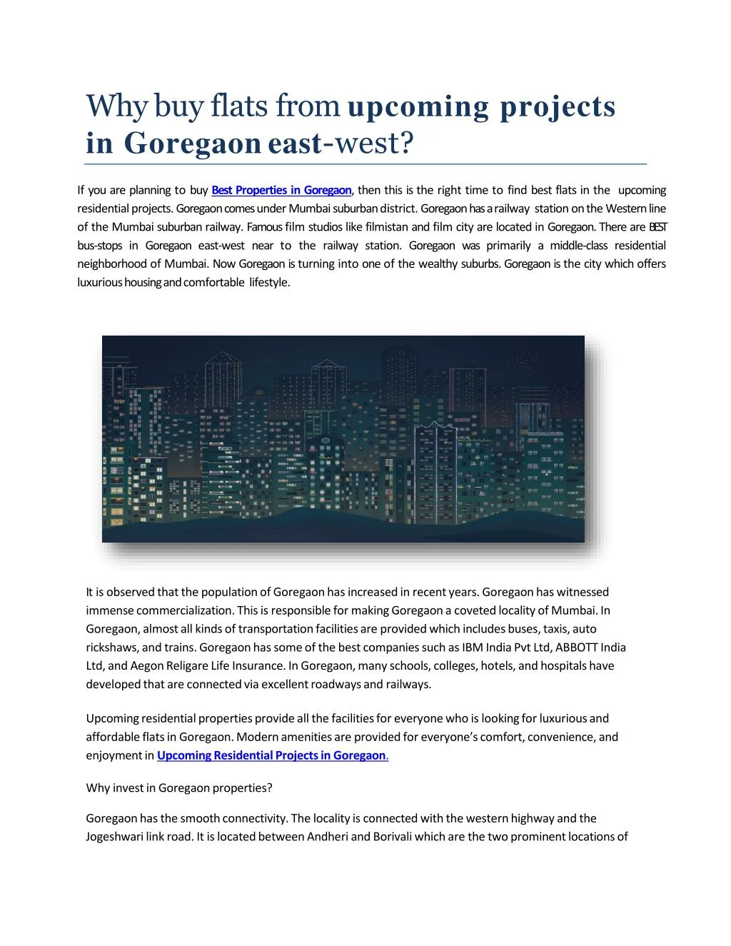 why buy flats from upcoming projects in goregaon east west