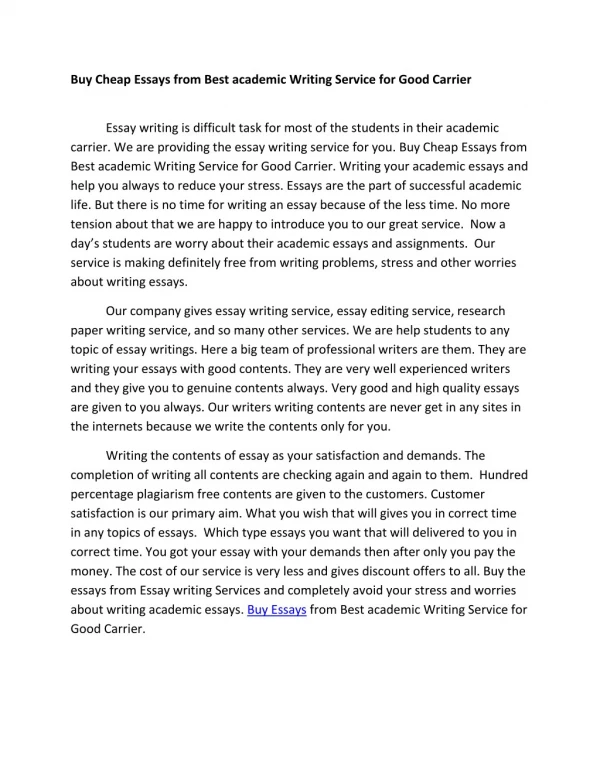 Buy Cheap Essays from Best academic Writing Service for Good Carrier