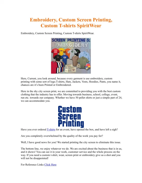 Embroidery, Custom Screen Printing, Custom T-shirts SpiritWear