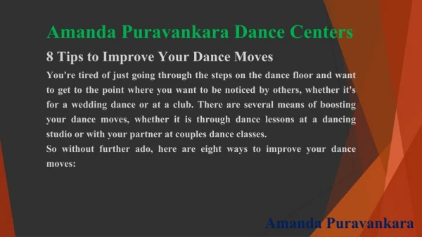 Amanda Puravankara Dance Studio& Tips