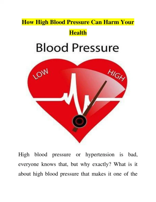 How High Blood Pressure Can Harm Your Health