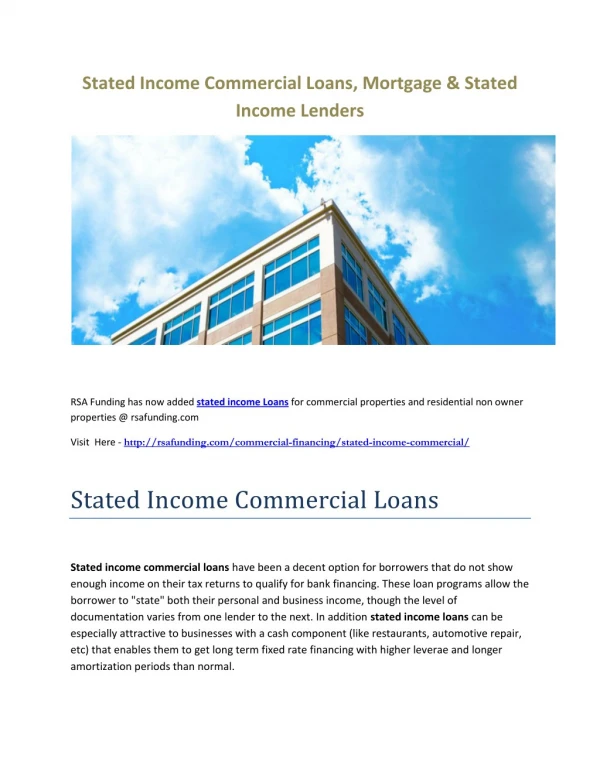 Stated Income Loans