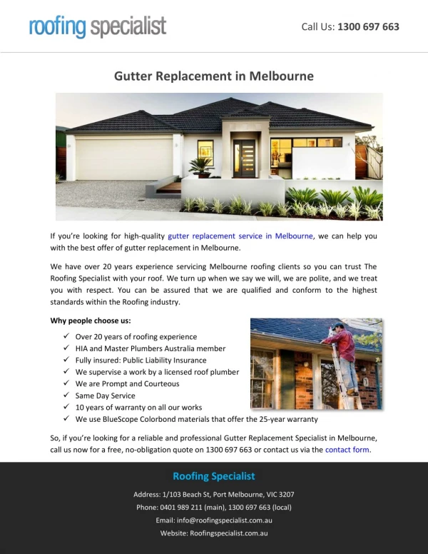 Gutter Replacement in Melbourne