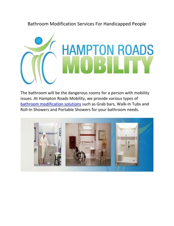 Bathroom Modification Services For Handicapped People