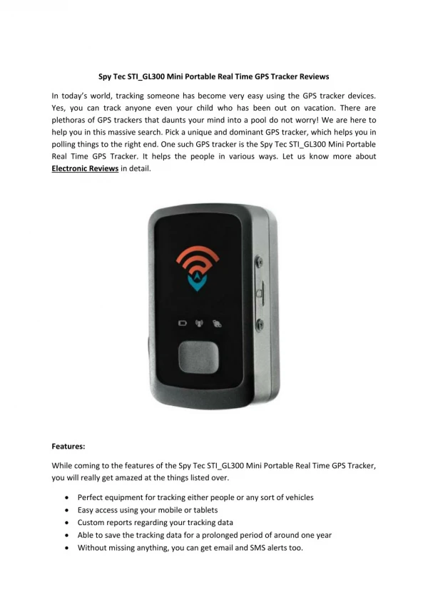 Spy Tec STI GL300 Mini Portable Real Time GPS Tracker Reviews