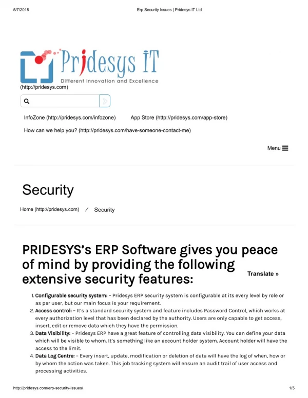 Erp Security Issues | Pridesys IT Ltd