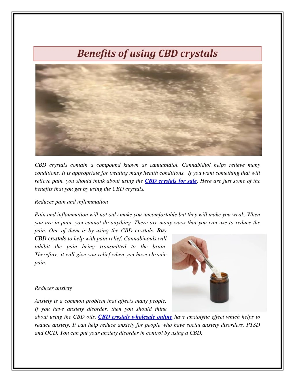 benefits of using cbd crystals