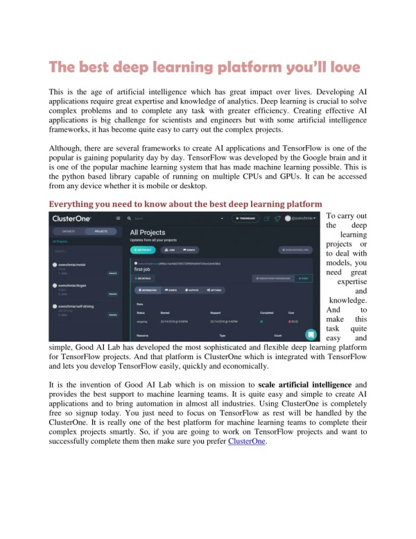 The best deep learning platform you’ll love
