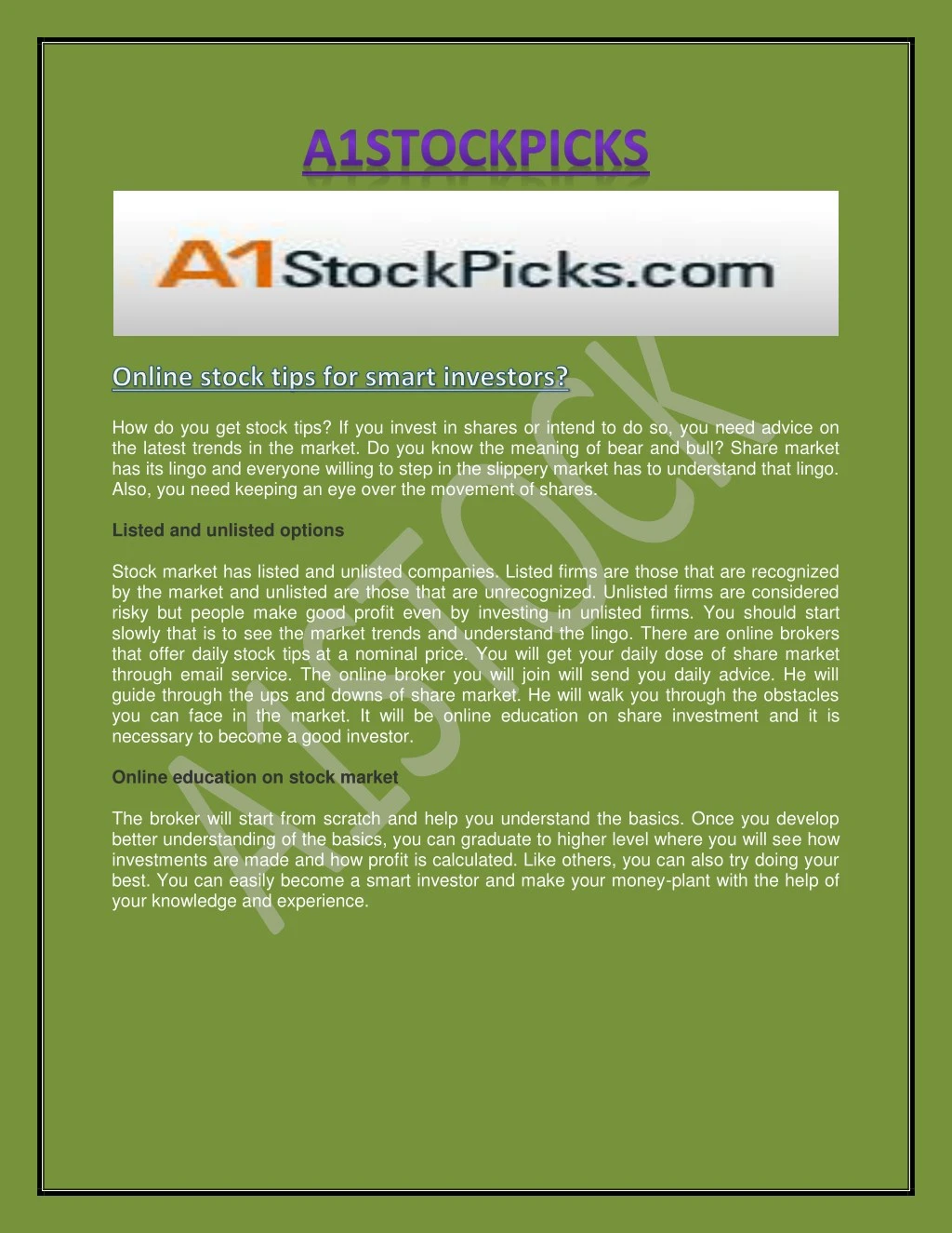 how do you get stock tips if you invest in shares